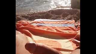 Ibizabigcock masturbates on the beach in ibiza for voyeurs