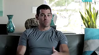 Showering sturdy amateur jerks off his long spear for jizz