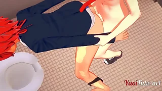 2 nekoboys having sex in school's toilet , handjob and anal with crempie