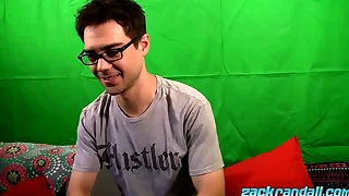 Unconcerned instrumentalist with glasses zack randall masturbates and cums solo