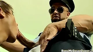 Police officer anal breeds skinny latin with an increment of facializes him