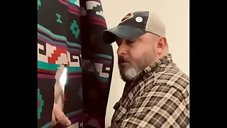 Normal joe with perfect cock visits gloryhole.