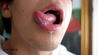 Delicacy tongue with pleasure of sucking cock