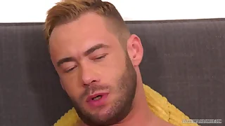 German muscle stud is horny and strokes his hard cock!