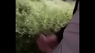 Naked with big dick in woods