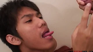 Cocksucking asian twinks have bareback duo before pissing