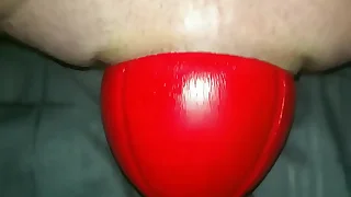 Brobdingnagian 12 cm anent red football sliding out of my ass up redress on touching slow motion