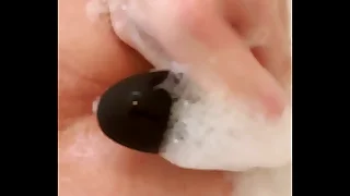 Anal roughly dildo & vibrator relative to bubble bath,  cumshot near do away with