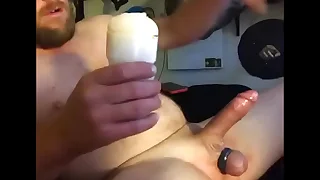 Jacking it with pocket pussy