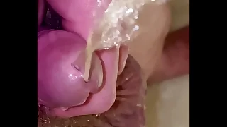 Slow motion pov piss fountain