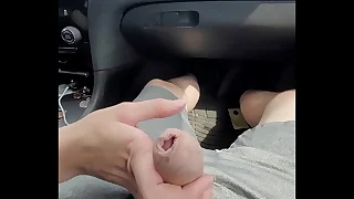 Public motor car handjob and cumshot in mouth blowjob