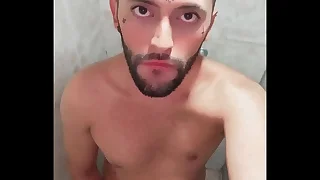 Son of lilith jerking his big done cock plus eating his own cum